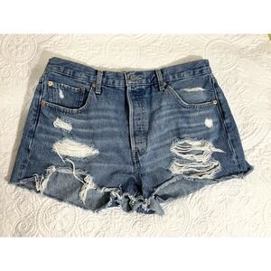 Levi's 501 Jean Shorts Women's Size 32 Denim Cut Off Style Button Fly Distressed